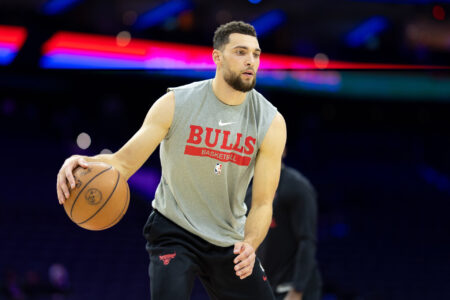 Chicago Bulls guard Zach LaVine before a game against the Philadelphia 76ers at Wells Fargo Center.