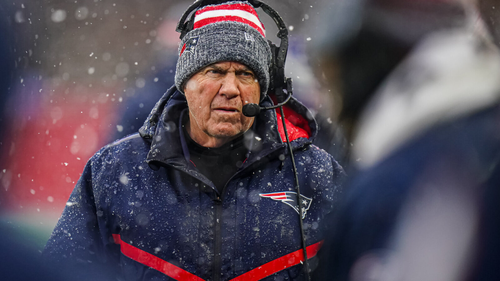 New England Patriots head coach Bill Belichick watches from the sideline as they take on the New York Jets at Gillette Stadium.