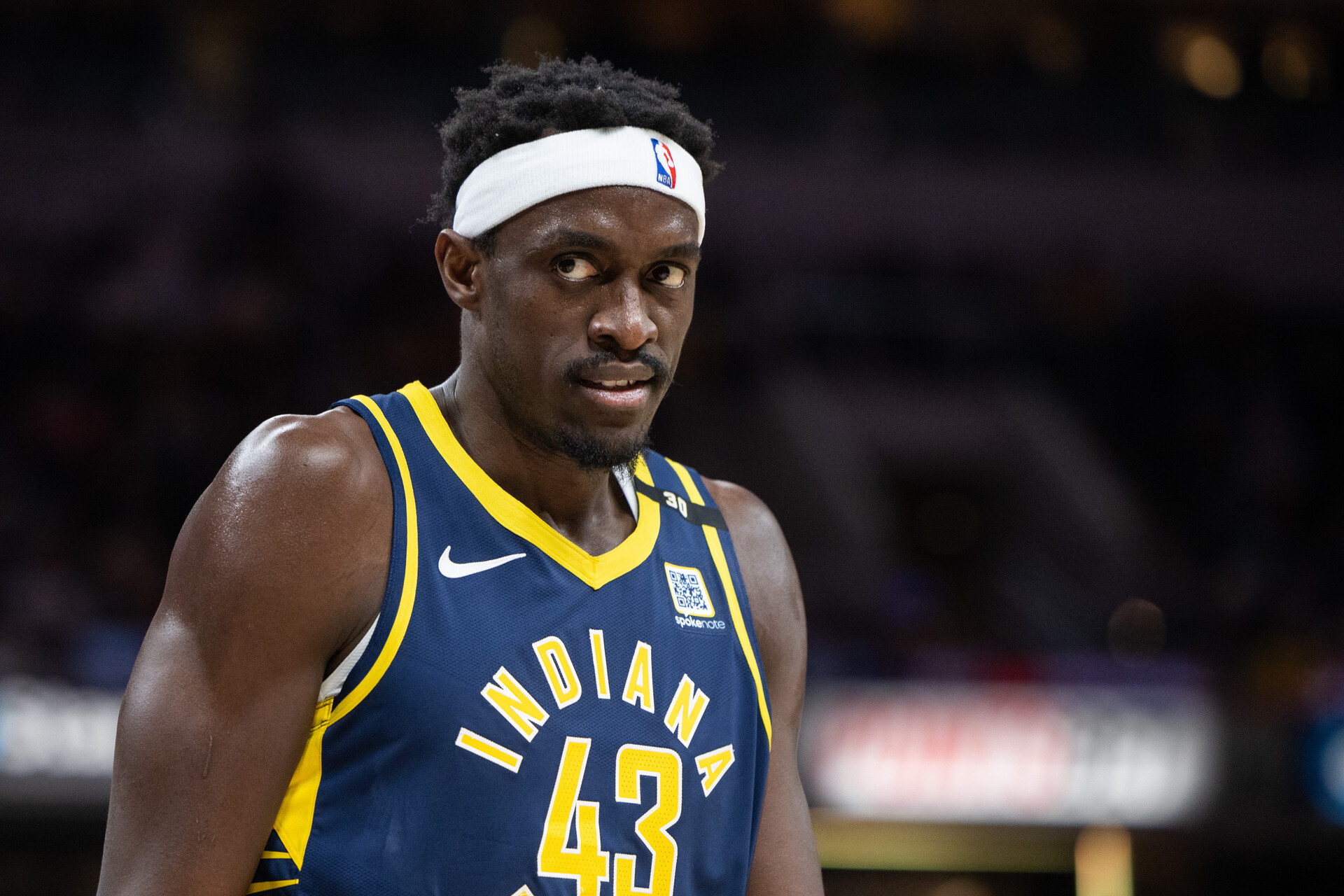 Indiana Pacers forward Pascal Siakam (43) in the first half against the Denver Nuggets at Gainbridge Fieldhouse.