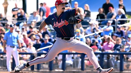Feb 24, 2024; Port Charlotte, Florida, USA; Atlanta Braves pitcher Spencer Strider (99) throws a pitch in the first inning of a spring training game against the Tampa Bay Rays at Charlotte Sports Park.