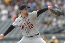 Detroit Tigers starting pitcher Casey Mize (12) throws against the Pittsburgh Pirates during the first inning at PNC Park.