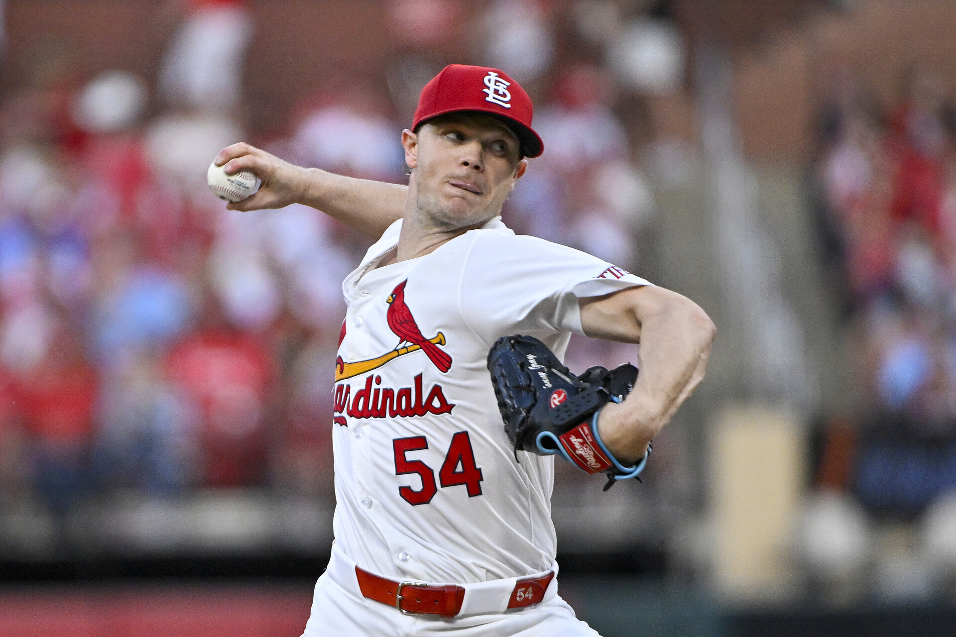 St. Louis Cardinals starting pitcher Sonny Gray (54) pitches against the Chicago White Sox during the second inning at Busch Stadium.