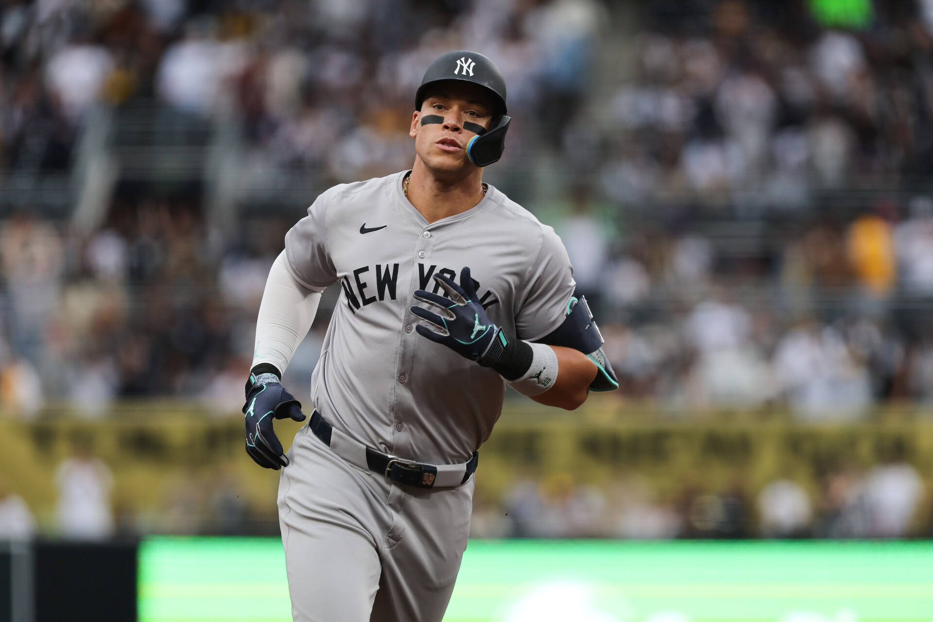 May 25, 2024; San Diego, California, USA; New York Yankees center fielder Aaron Judge (99) rounds the bases after a home run in the first inning against the San Diego Padres at Petco Park. Best NY Daily Fantasy Sports Apps