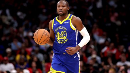 Nov 2, 2024; Houston, Texas, USA; Golden State Warriors forward Jonathan Kuminga (00) handles the ball against the Houston Rockets during the second quarter at Toyota Center.