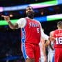 Best NBA Props Today - Dec 6, 2024; Philadelphia, Pennsylvania, USA; Philadelphia 76ers center Andre Drummond (5) reacts against the Orlando Magic in the second quarter at Wells Fargo Center.