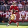 Dec 8, 2024; Santa Clara, California, USA; San Francisco 49ers quarterback Brock Purdy (13) looks to throw a pass against the Chicago Bears in the first quarter at Levi's Stadium.