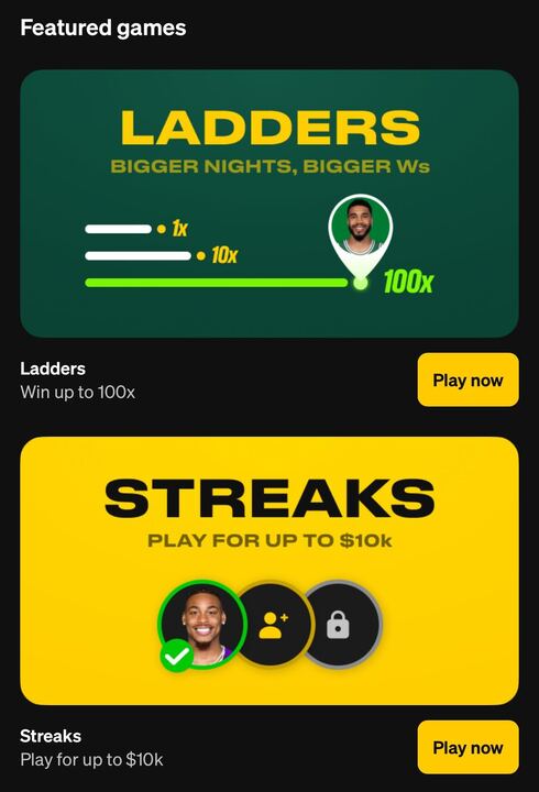 Ladders betting option screenshot from Underdog.