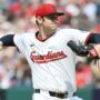 Jun 7, 2025; Cleveland, Ohio, USA; Cleveland Guardians starting pitcher Gavin Williams (32) throws a pitch during the first inning against the Houston Astros at Progressive Field.