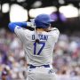 Jun 24, 2025; Denver, Colorado, USA; Los Angeles Dodgers designated hitter Shohei Ohtani (17) warms up during the first inning against the Colorado Rockies at Coors Field.