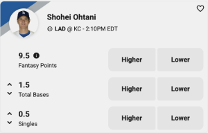 Shohei Ohtani Underdog Projections June 29 2025