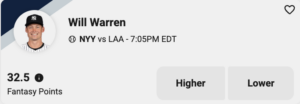 Today's 80x Underdog Pick - Will Warren