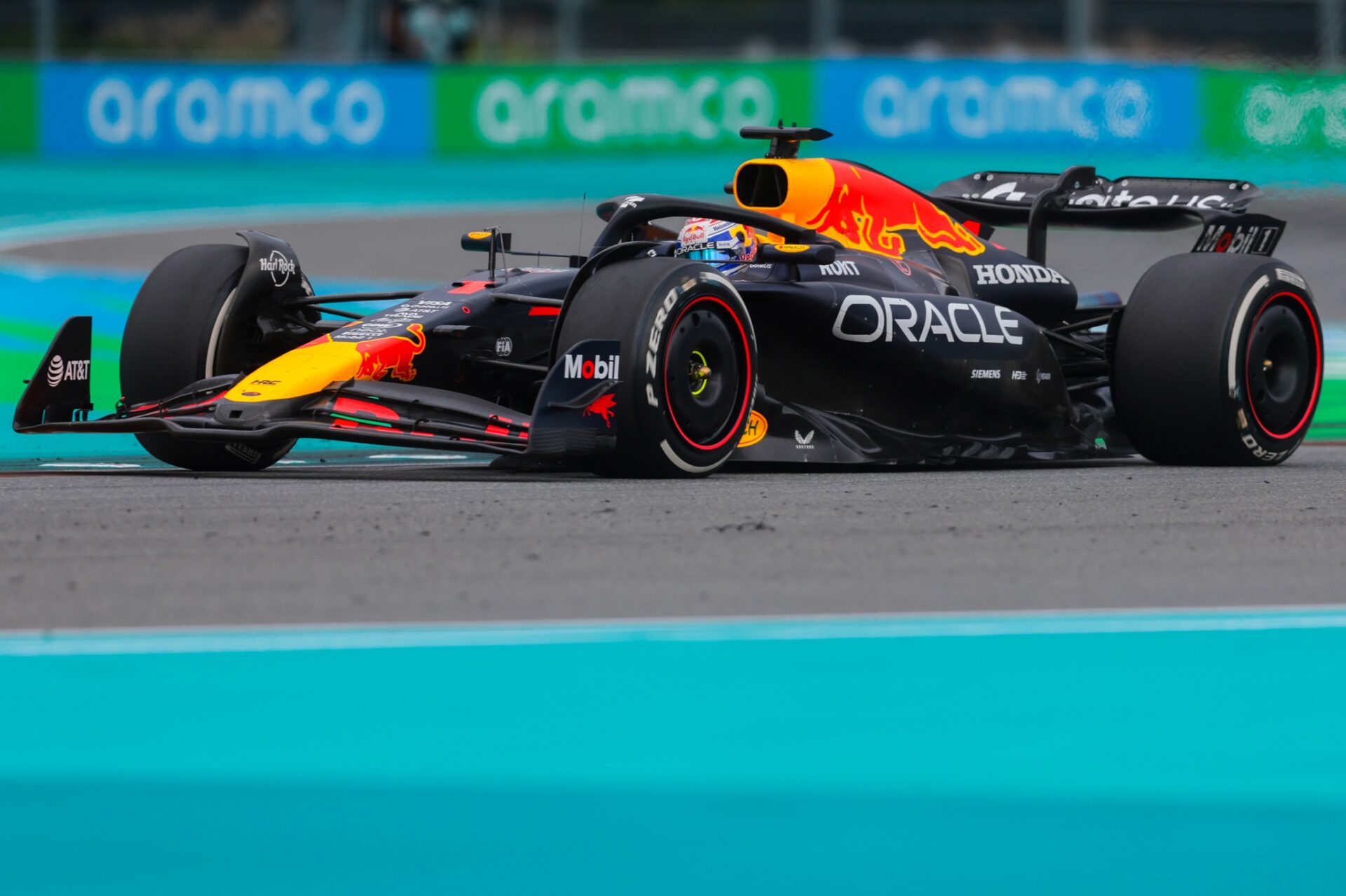 May 4, 2025; Miami Gardens, FL, USA; Red Bull driver Max Verstappen (1) during the F1 Miami Grand Prix at Miami International Autodrome.