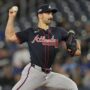 Apr 16, 2025; Toronto, Ontario, CAN; Atlanta Braves starting pitcher Spencer Strider (99) pitches to the Toronto Blue Jays during the first inning at Rogers Centre.