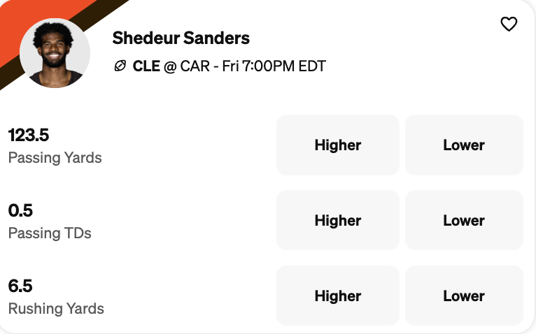 Sheduer Sanders' passing projection on Underdog is one of our best preseason props today.