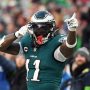 Jan 26, 2025; Philadelphia, PA, USA; Philadelphia Eagles wide receiver A.J. Brown (11) reacts after a play against the Washington Commanders during the first half in the NFC Championship game at Lincoln Financial Field.