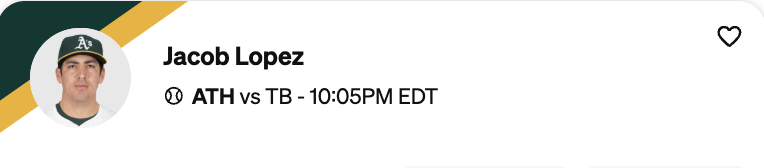 Jacob Lopez is one of our best MLB strikeout props today.