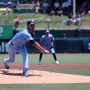 Jul 13, 2025; West Sacramento, California, USA; Toronto Blue Jays starting pitcher Jose Berrios (17) throws a pitch against the Athletics during the first inning at Sutter Health Park.