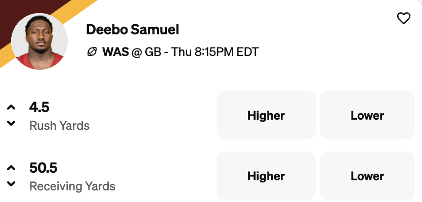 Deebo Samuel is one of our top receiving props for Week 2.