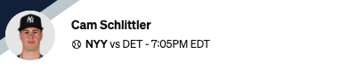 Schlittler is one our best MLB strikeout props today.