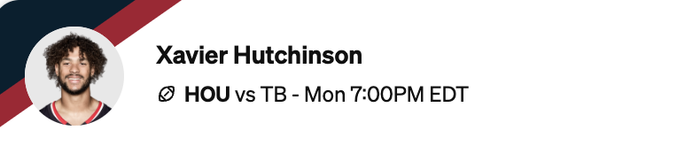 Monday NFL alt props - Xavier Hutchinson.