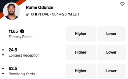 Rome Odunze Props: Bears vs Cowboys Predictions - Week 3.
