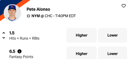 Underdog Picks Today - Pete Alonso