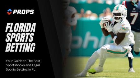 Florida sports betting, written on a black overlay, next to an image of tyreek Hill playing football.