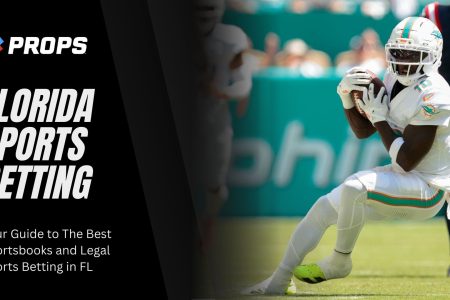 Florida sports betting, written on a black overlay, next to an image of tyreek Hill playing football.