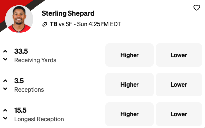 Bucs vs 49ers Predictions: Sterling Shepard Player Props - Underdog