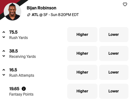 best falcons vs 49ers props -bijan robinson player props