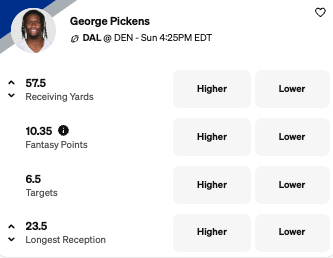 Cowboys vs Broncos player props - George Pickens
