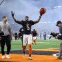 Dec 28, 2024; Cincinnati, Ohio, USA; Cincinnati Bengals wide receiver Tee Higgins (5) celebrates following the overtime win against the Denver Broncos at Paycor Stadium.