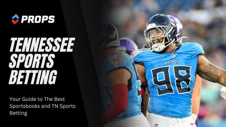 tennessee sports betting, written besides two tennessee titans players in full kit.