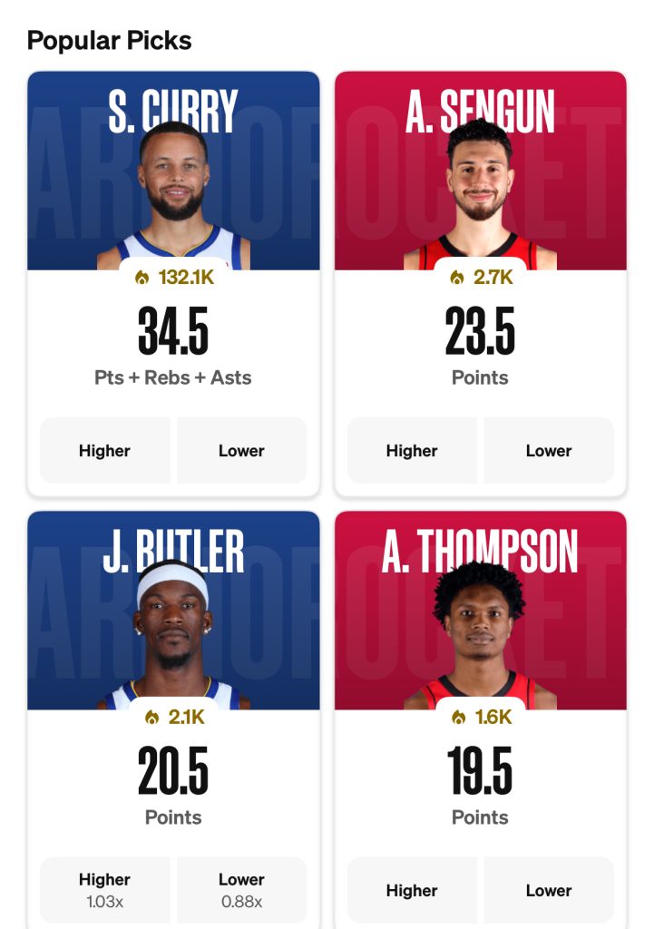 Rockets vs Warriors props - popular plays on Underdog Fantasy