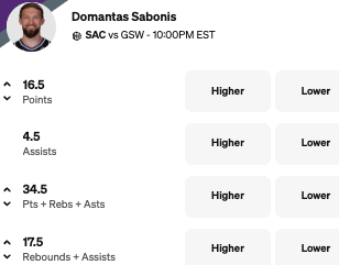 Domantas Sabonis Props and Picks 