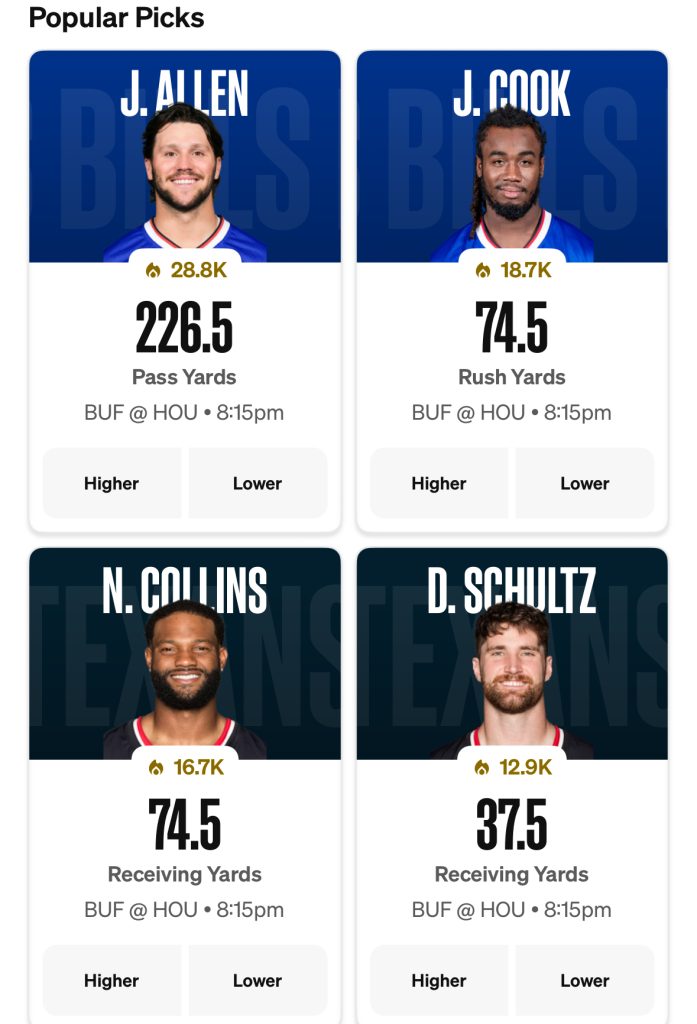 Bills-Texans props on Underdog Nov. 20, 2025