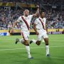 Manchester City forward Erling Haaland (9) celebrates scoring their second goal with midfielder Rodri (16) during a round of 16 match of the 2025 FIFA Club World Cup at Camping World Stadium.