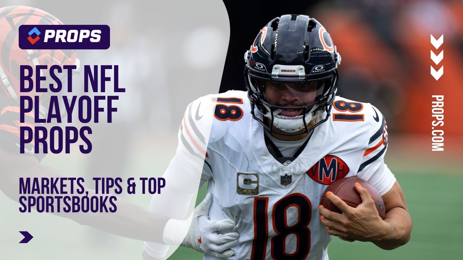 Best nfl playoff props written beside a quarterback running with the ball.