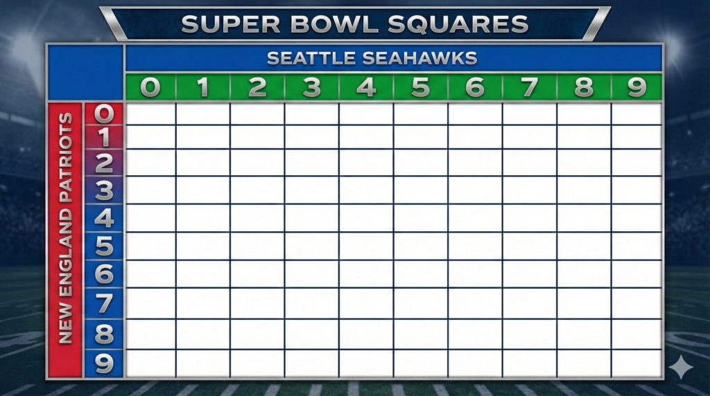 Blank Super bowl Squares template.
