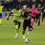Jul 19, 2023; Washington, DC, USA; Arsenal midfielder Bukayo Saka (7) and MLS defender Alvaro Barreal (31) of FC Cincinnati race for the ball during the first half of the 2023 MLS All Star Game at Audi Field.