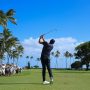Jan 15, 2026; Honolulu, Hawaii, USA; Keegan Bradley drives on the 11th tee during the first round of the Sony Open in Hawaii.