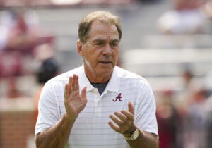 Alabama head football coach Nick Saban clapping