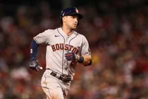 Houston Astros third baseman Alex Bregman rounds the bases after hitting a home run against the Boston Red Sox at Fenway Park