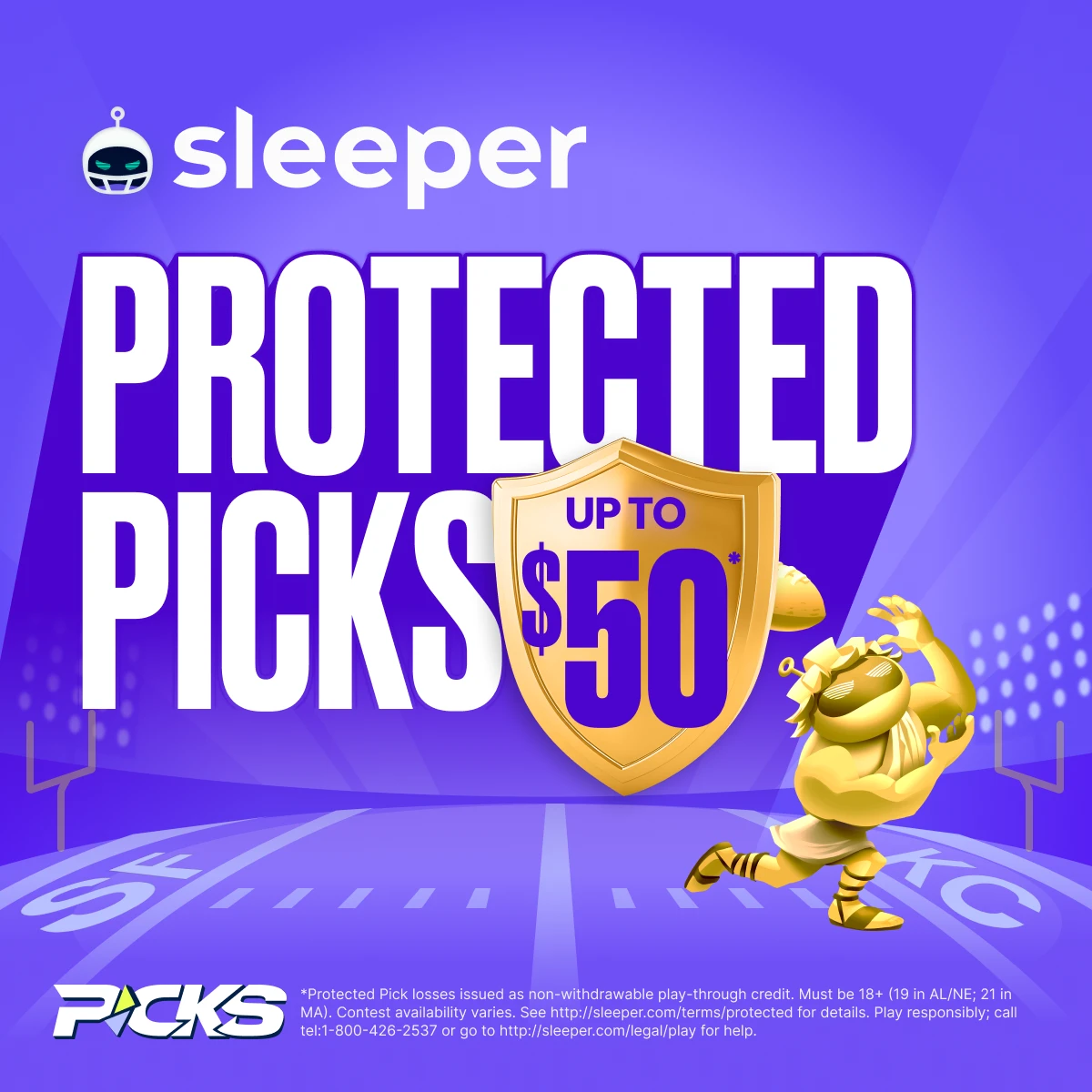 Super Bowl prop bet special from Sleeper Fantasy is up to a $50 protected pick. 