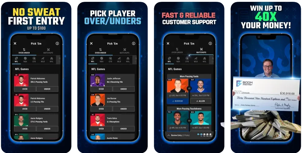 Is Sports Betting Legal in Oklahoma? Boom Fantasy app screenshots