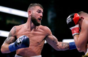 Caleb Plant (left) throws a punch at an unseen opponent