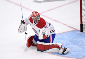 Montreal Canadiens goaltender Carey Price makes a save of a puck