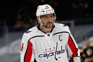 Washington Capitals captain Alex Ovechkin pauses during play