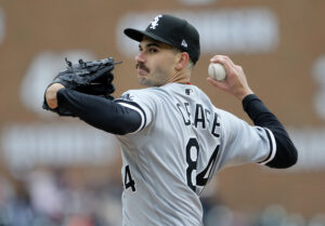 Dylan Cease #84 of the Chicago White Sox pitches against the Detroit Tigers during the second inning at Comerica Park on April 9, 2022, in Detroit, Michigan.