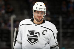 Anze Kopitar #11 of the Los Angeles Kings skates against the Colorado Avalanche at Ball Arena on May 13, 2021 in Denver, Colorado.